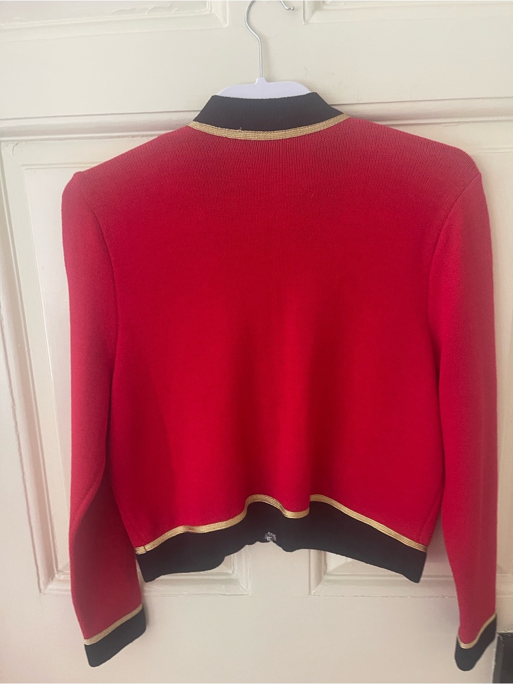 St. John Collection Red Knit Zip Jacket with Black & Gold lion Trim
Iconic - Picture 2 of 4
